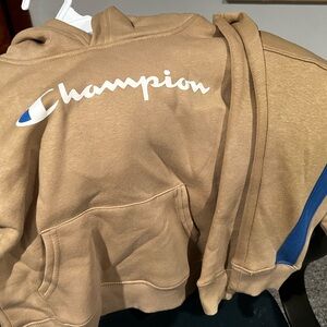 Champion Beige Hoodie with Blue Details